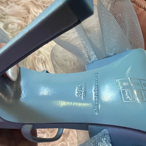 Insanely Pretty Alexander Wang “Pom 105” Silk Tulle Sandals Sky Blue 38.5 BNIB - Picture 14 of 15